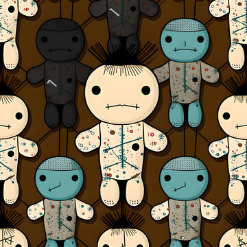 seamless patterns with voodoo dolls