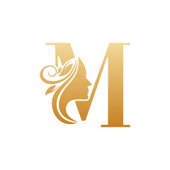 Initial M face beauty logo design templates