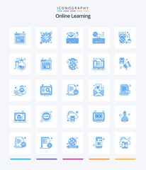 Creative Online Learning 25 Blue icon pack  Such As education. study. education. online. education