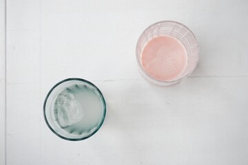 glass of water and milk