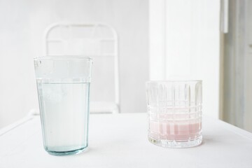 glass of water on the table