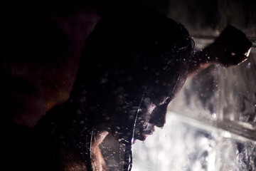 A young woman photographed in the shower in Baltimore, Maryland on December 1.