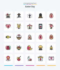 Creative Easter 25 Line FIlled icon pack  Such As easter. loves. easter egg. easter. heart