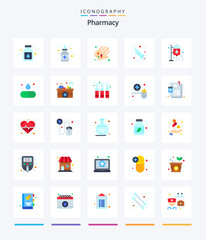 Creative Pharmacy 25 Flat icon pack  Such As pill. capsule. injection. pharmacy. health