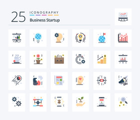 Fototapeta na wymiar Business Startup 25 Flat Color icon pack including dollar. business. idea. bulb. mechanism