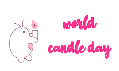 Fototapeta na wymiar World Candle Day greetings with cute character.