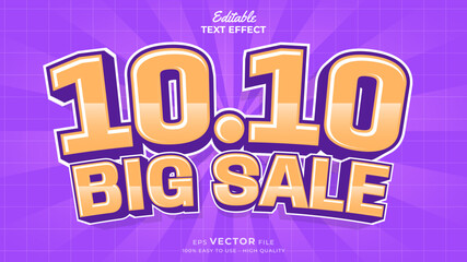 Editable text effect - 10.10 Promotion Sale 3d template style