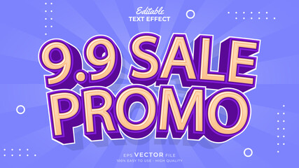 Fototapeta premium Editable text effect - 9.9 Promotion Sale 3d template style