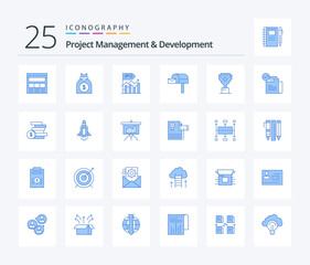 Project Management And Development 25 Blue Color icon pack including mail box . letter box. business. public. modern