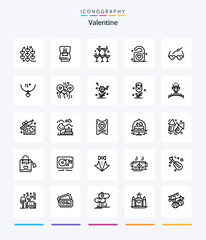 Creative Valentine 25 OutLine icon pack  Such As heart. glass. love. love. valentines
