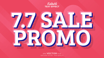 Editable text effect - 7.7 Promotion Sale 3d template style