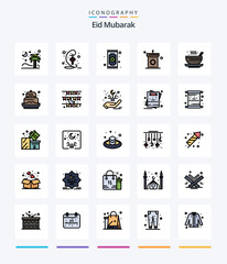 Creative Eid Mubarak 25 Line FIlled icon pack  Such As mosque. speaker. hari raya. podium. islam