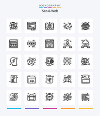 Creative Seo & Web 25 OutLine icon pack  Such As web. web. connection. message. email