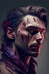 Hopeless and Tired Man Portrait, digital painting made with Generative AI