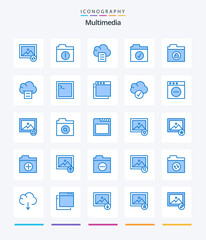 Creative Multimedia 25 Blue icon pack  Such As document. . document. network. cloud