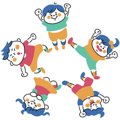 ジャンプする子供たちのイラスト素材