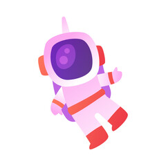 Funny Astronaut in Spacesuit Floating in Outer Space Vector Illustration