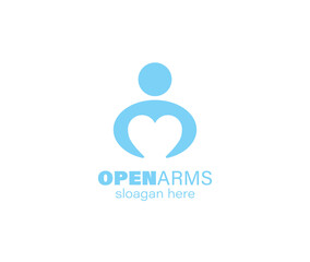 Open arms people heart vector logo