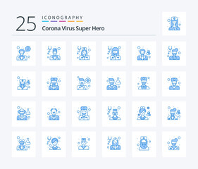 Corona Virus Super Hero 25 Blue Color icon pack including health. avatar. physician. lady doctor. healthcare