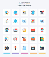 Creative News 25 Flat icon pack  Such As news. world wide. news. internet. global