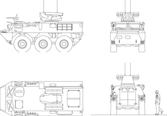 sketch vector illustration of military combat vehicle for war