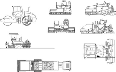sketch vector illustration of road coating machine