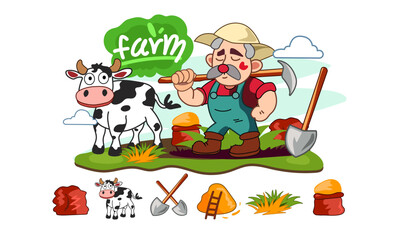 Illustrator of farmer character. vector