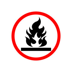 fire danger icon,black fire icon warning isolate.