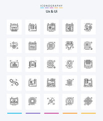 Creative Ux And Ui 25 OutLine icon pack  Such As website. seo. configuration. flowchart. development