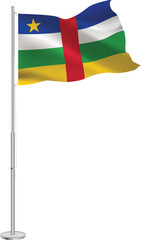 Isolated waving national flag of Central African Republic on flagpole