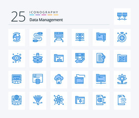 Data Management 25 Blue Color icon pack including data. server. share. mainframe. database