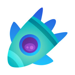 Rocket as Spacecraft Flying in Space Vector Illustration