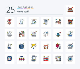 Home Stuff 25 Line Filled icon pack including study. electric. machine. fan. appliance