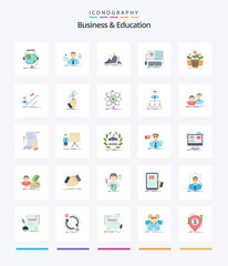 Creative Business And Education 25 Flat icon pack  Such As interactive. book. depression. career. development