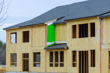 plywood walls and roof of a new house