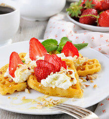 waffles with strawberries