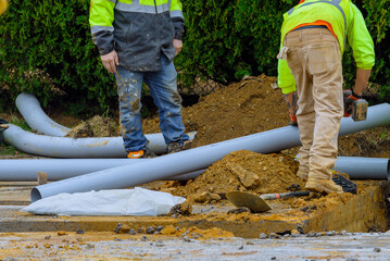 laying and installation of a sewer pipe