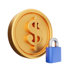 3d payment coin dollar icon illustration 