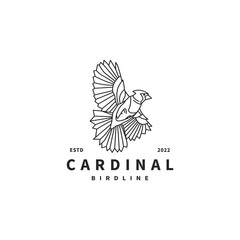 cardinal bird vector illustration with line art style logo design 3