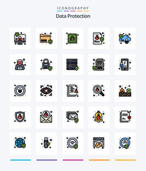 Creative Data Protection 25 Line FIlled icon pack  Such As lock. virus. finger. security. file