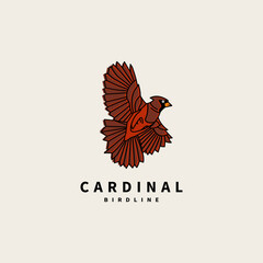 cardinal red bird vector logo design illustration 3