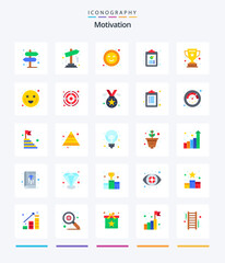 Creative Motivation 25 Flat icon pack  Such As prize. task. cookie. paste. copy