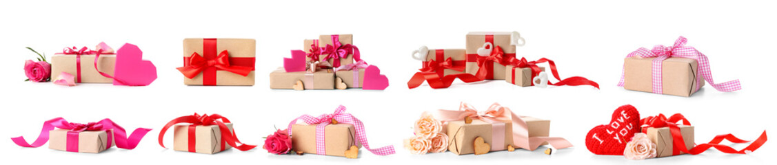 Many gifts for Valentine's Day isolated on white