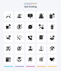 Creative Quit Smoking 25 Glyph Solid Black icon pack  Such As block. clinic. healthcare. smoke. cigarette