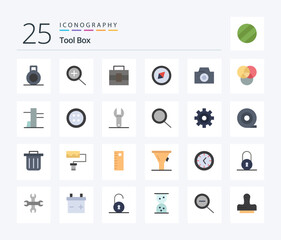 Tools 25 Flat Color icon pack including spanner. tools. symbol. sewing. tools and utensils