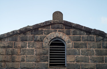 Old Stone Church  Under Blue Sky.