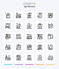 Creative Spa Element 25 OutLine icon pack  Such As citrus. hand spa. beauty. hand soak. yoga