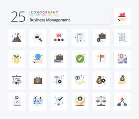 Business Management 25 Flat Color icon pack including finance. briefcase. business. idea. education