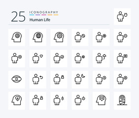 Human 25 Line icon pack including favorite. body. mind. avatar. denied
