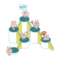 ゴールを目指すぶた